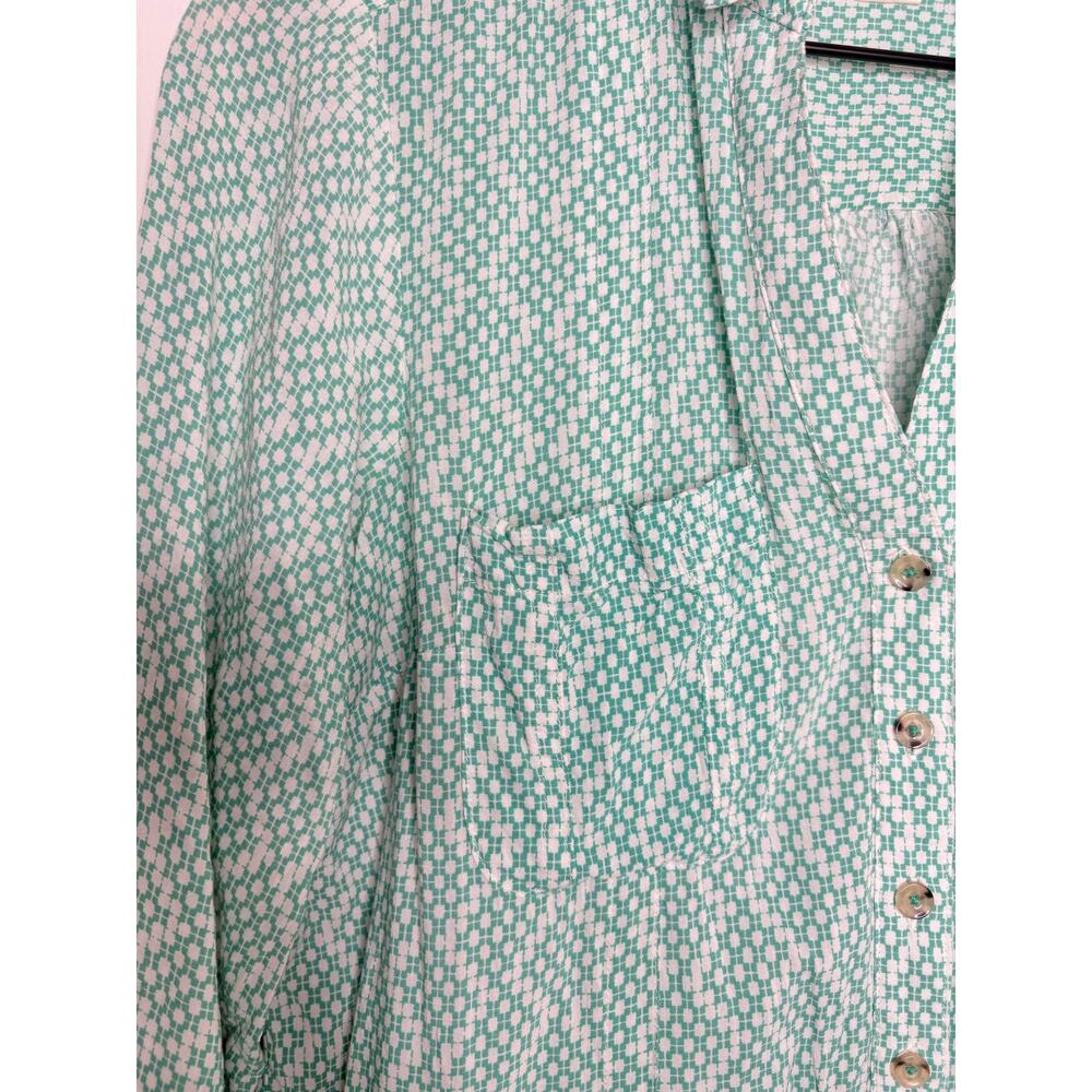 Maeve Mint Green Geo-Print Button-Down Shirt - Picture 5 of 11